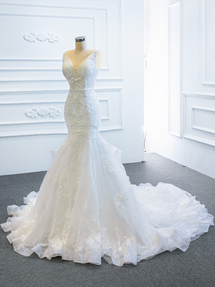 Luxury Model Sleeveless Lace Mermaid Wedding Dress 66694