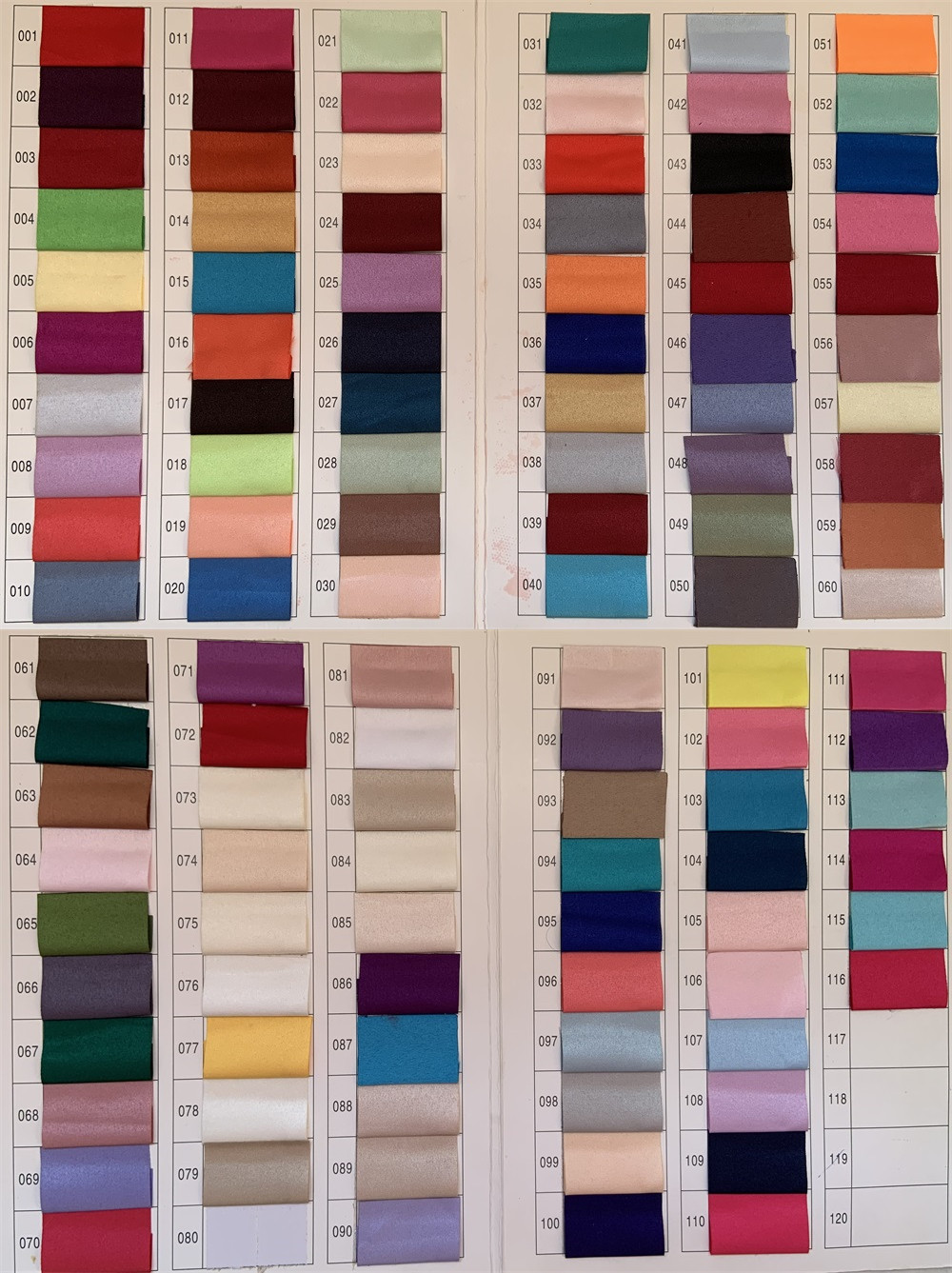 Stain Fabric Color Card